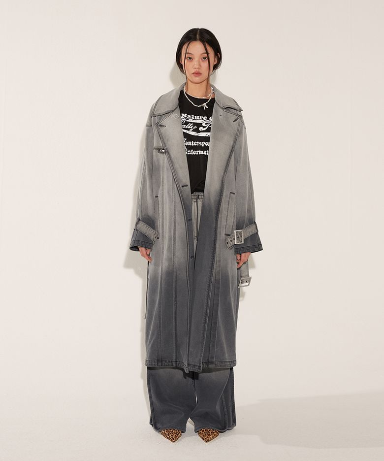 GRADATION DENIM TRENCH COAT [GREY]