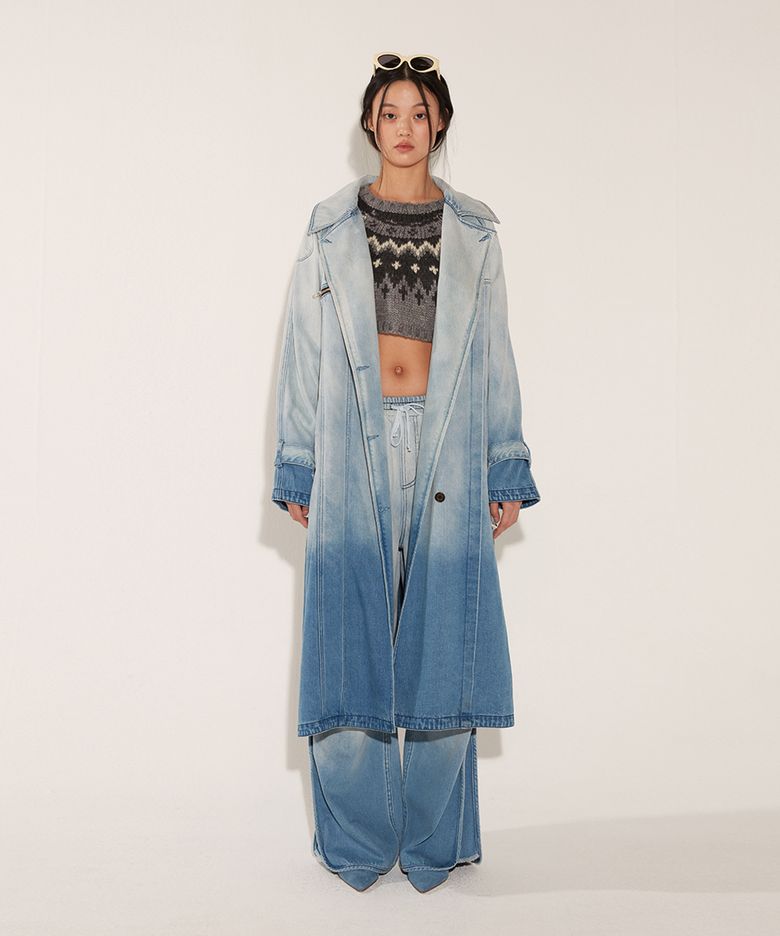 GRADATION DENIM TRENCH COAT [BLUE]