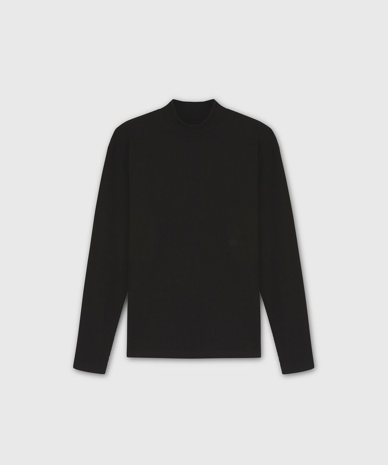 INSIGNIA RIB MOCK NECK TOP BLACK