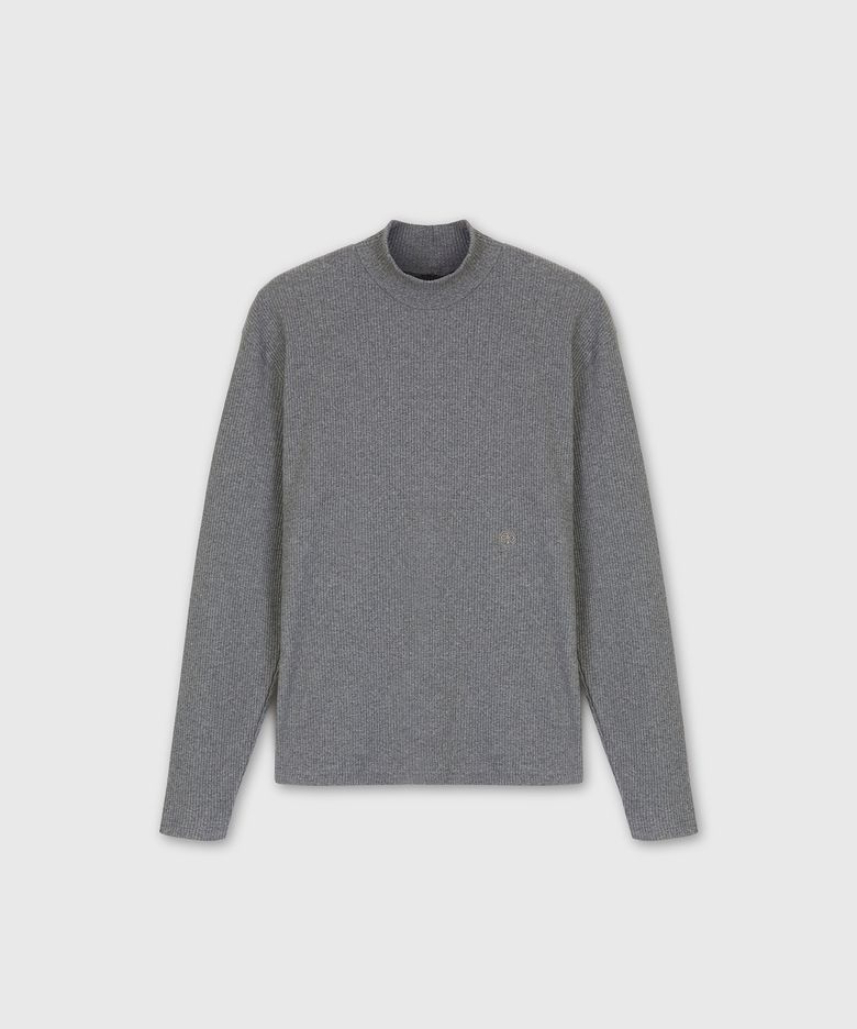 INSIGNIA RIB MOCK NECK TOP MARBLE