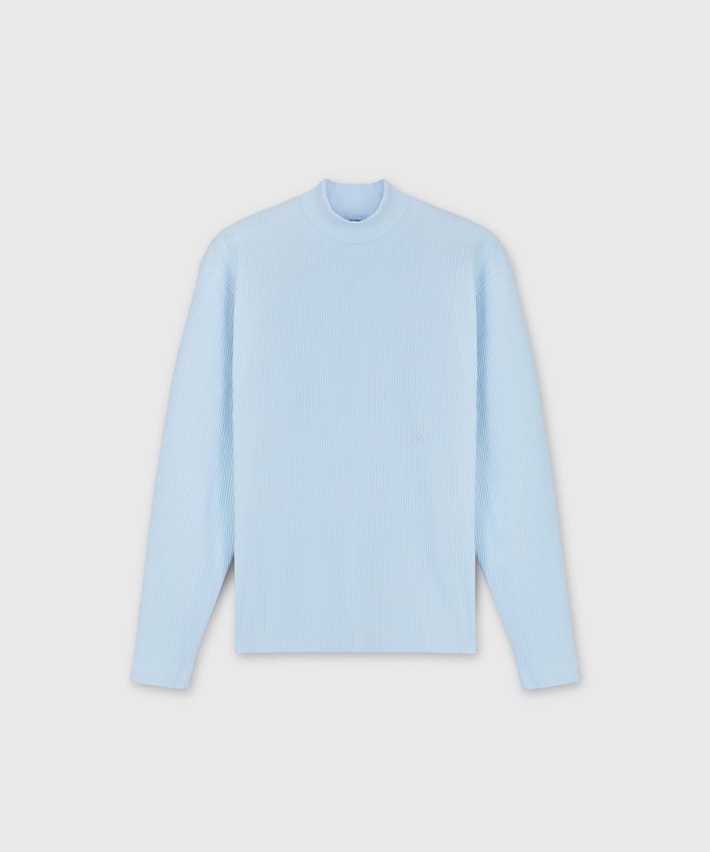 INSIGNIA RIB MOCK NECK TOP CELESTE