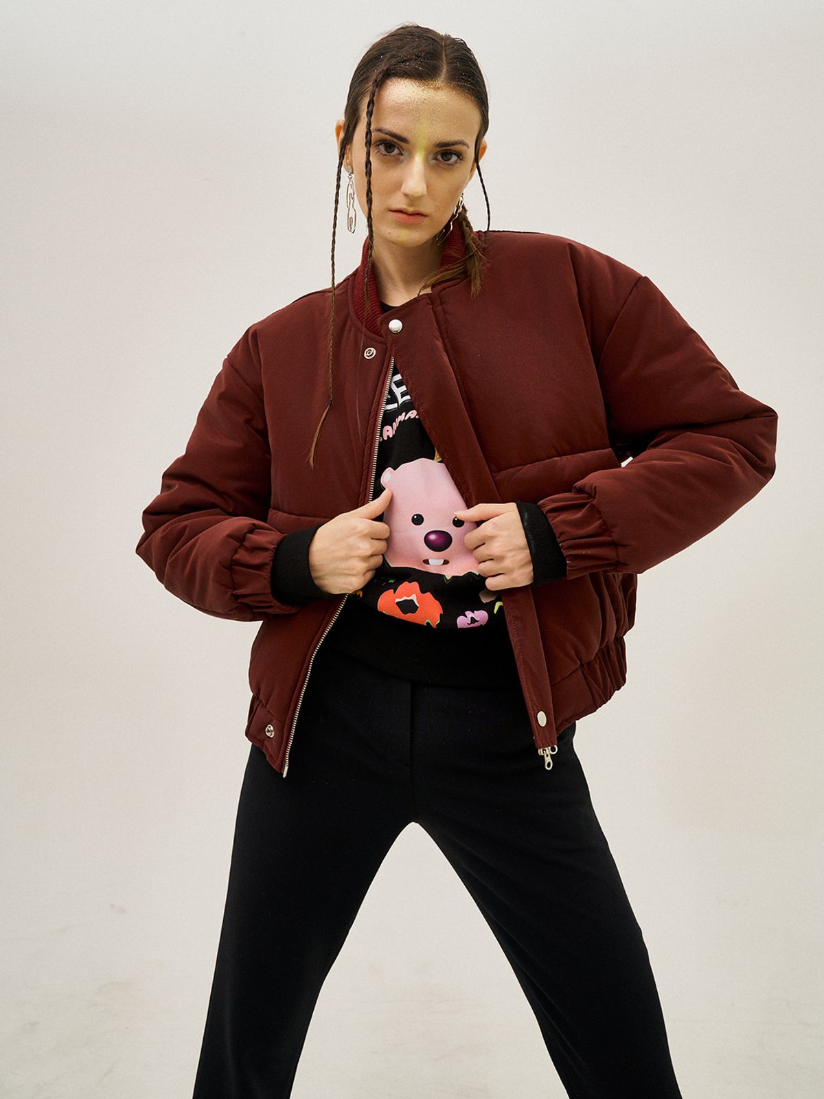 그리디어스(GREEDILOUS) Burgundy Bomber Jacket