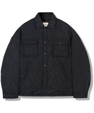 퀼팅 셔츠 자켓 - 블랙