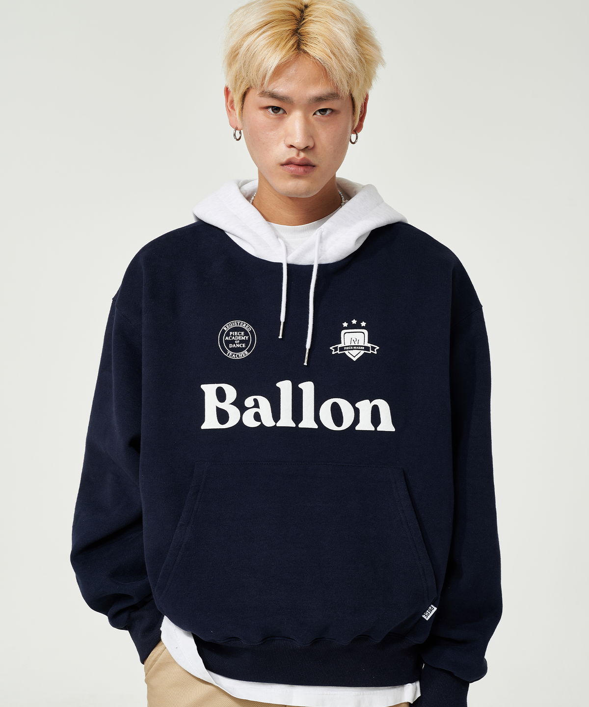 피스메이커(PIECE MAKER) MIXED OV HOODIE (NAVY)