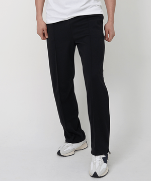 핀턱 와이드 스트링바지 트레이닝 조거팬츠 (블랙)