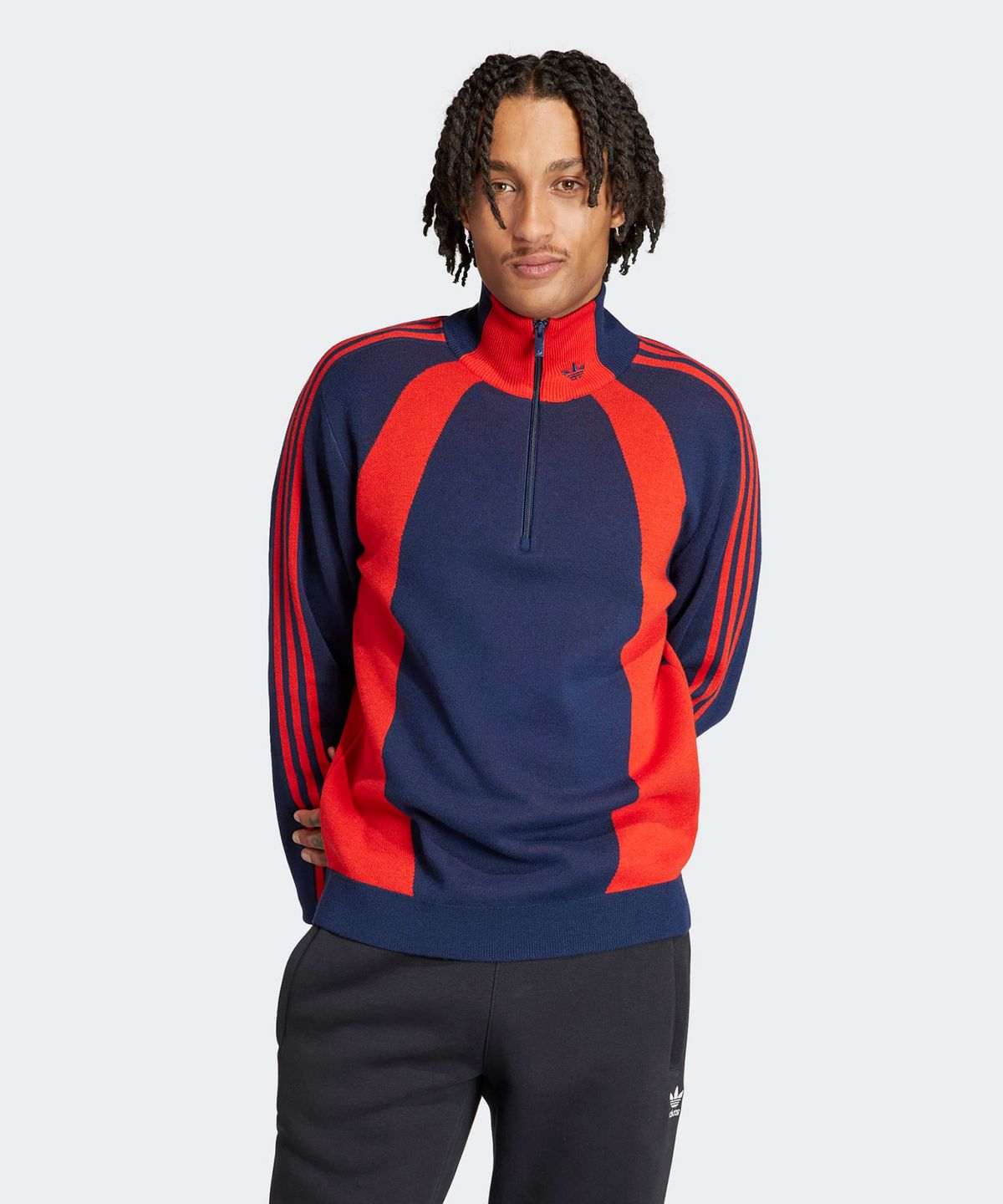 아디다스(ADIDAS) 쿼터 지퍼 점퍼 - 네이비:레드 / IR7128