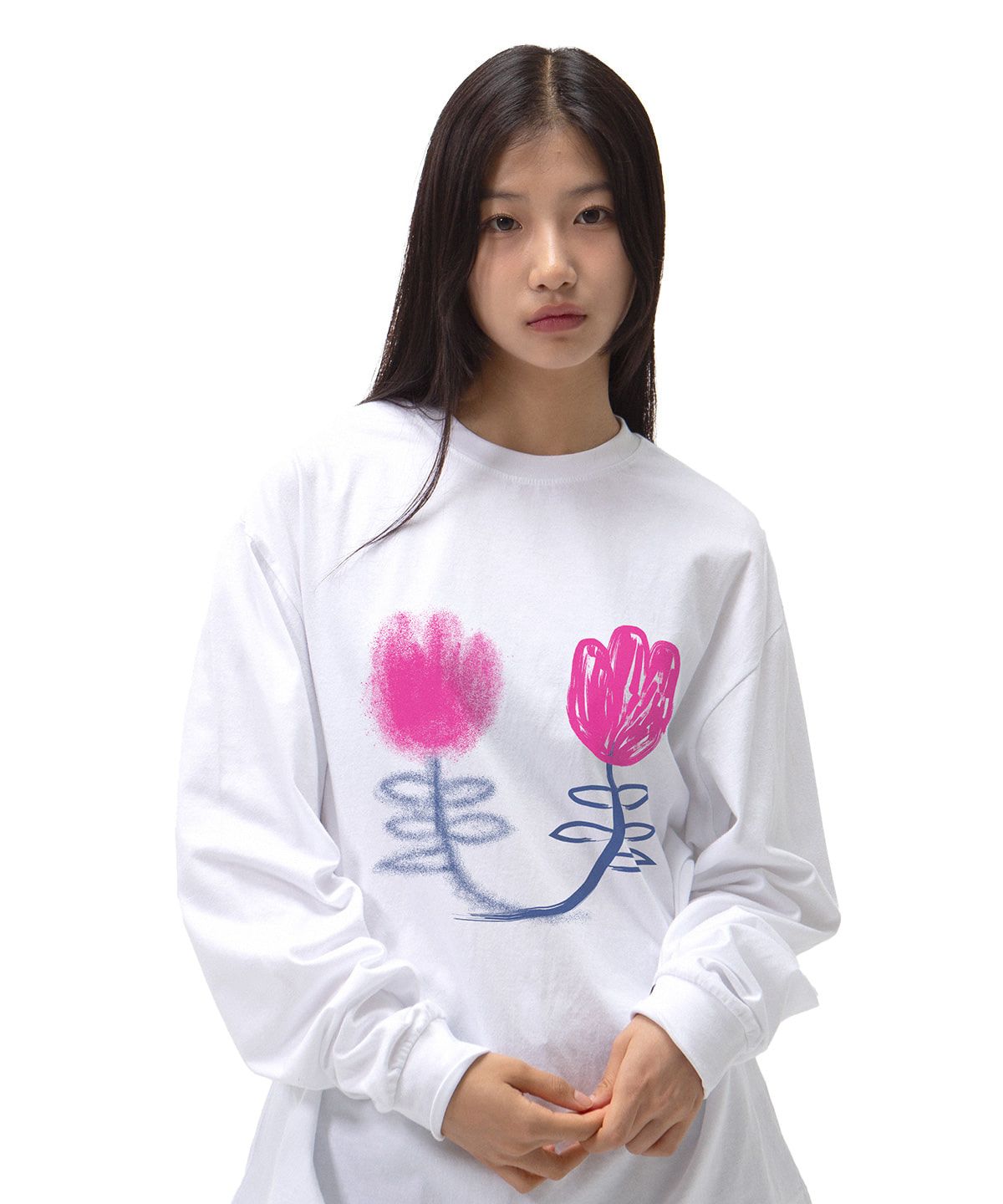 얀코 아르프(JANCO ARP) 플라워 세미 오버핏 롱슬리브-화이트