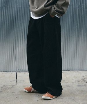 투턱 베이직 와이드 데님 팬츠 블랙