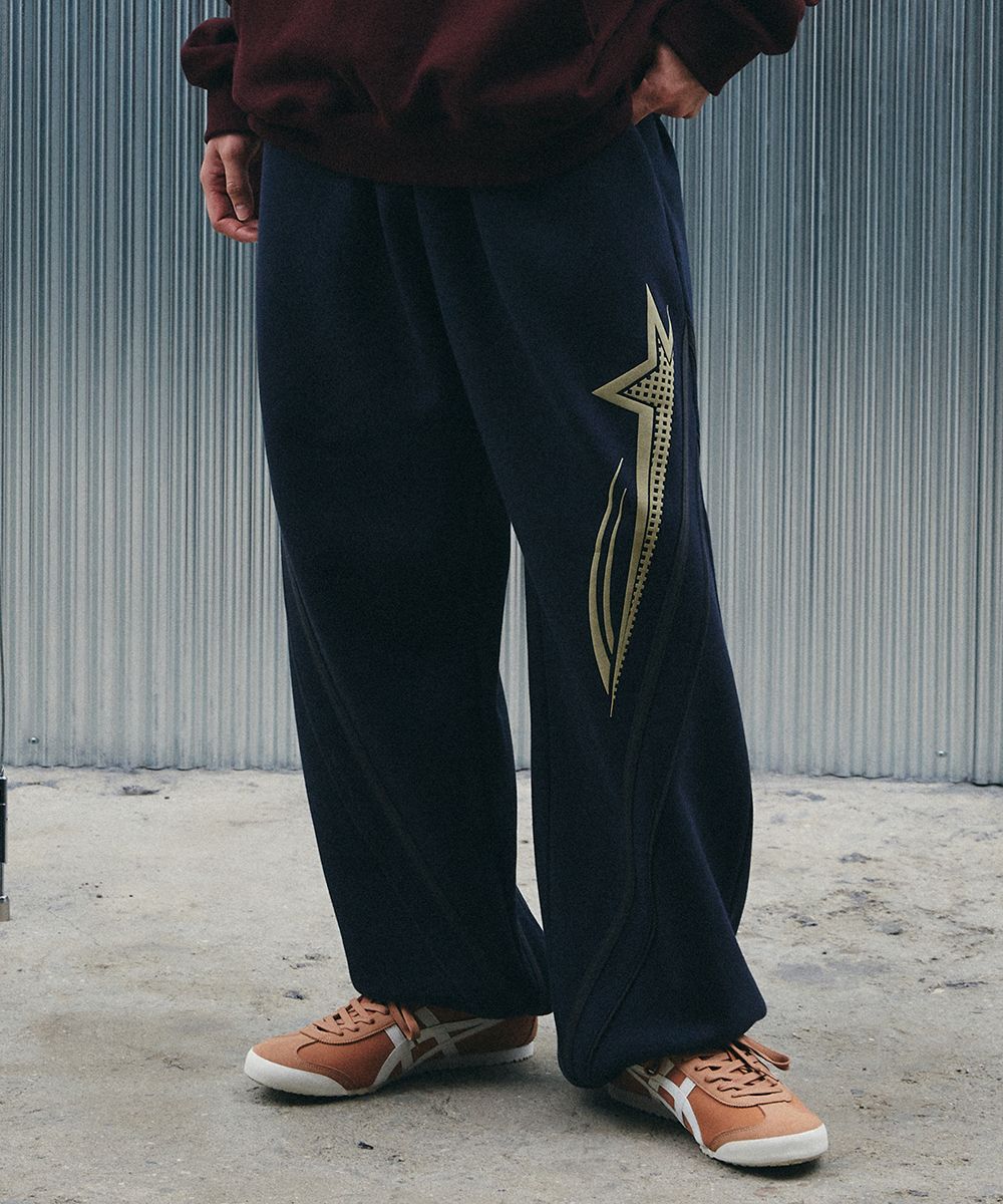 ★TWS★【GAKKAI UNIONS】★Rising sweat string line pant.s★ MUSINSA | GAKKAI UNIONS SINGLE PLEATED WIDE SWEATPANTS BLACK
