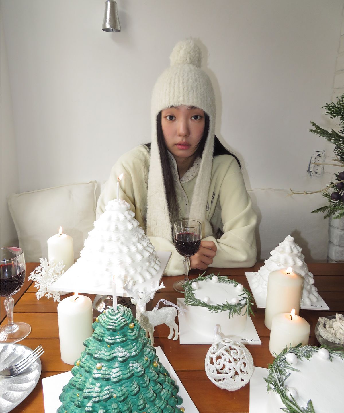 펀프롬펀(FUNFROMFUN) BOUCLE BALACLAVA MUFFLER, CREAM