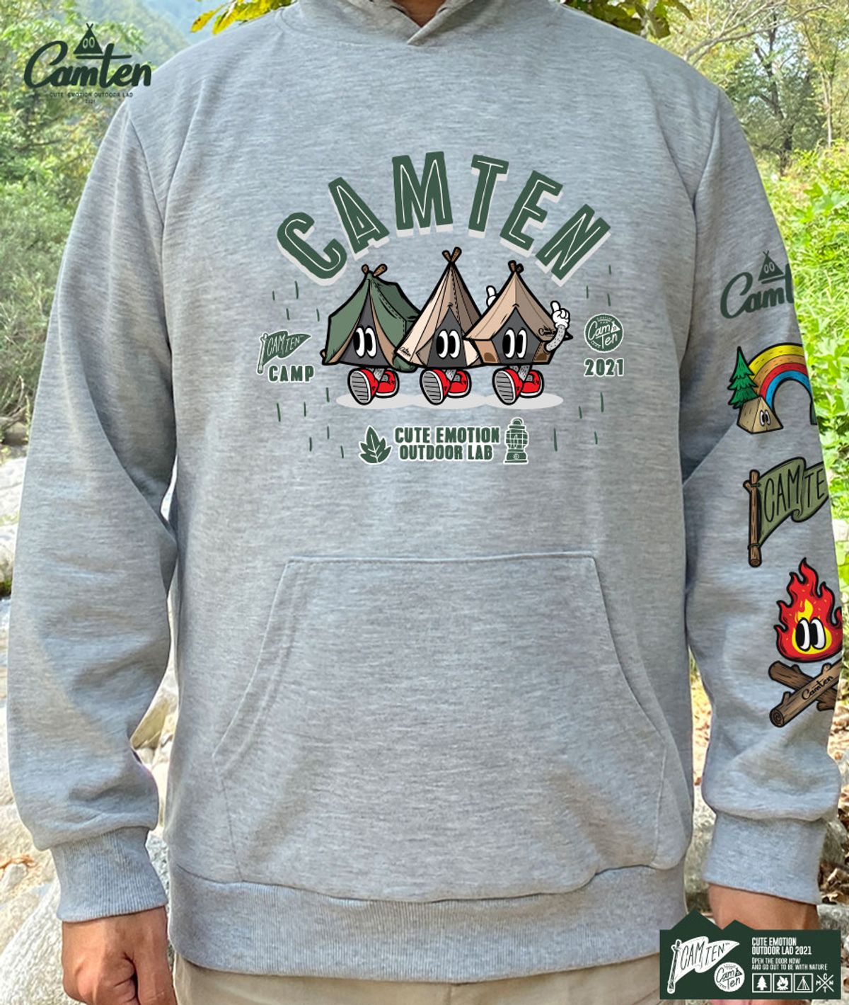 돌돌(DOLDOL) Camten-hoody-62 감성 캠핑 브랜드 캠텐 캐릭터 그래픽 후드티