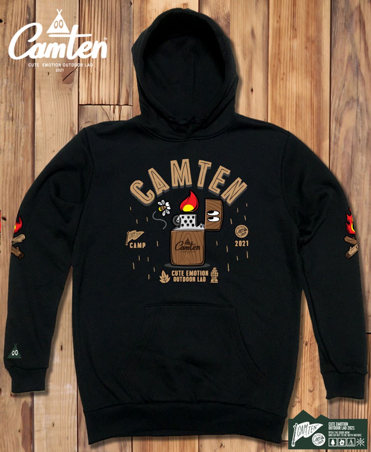 돌돌(DOLDOL) Camten-hoody-65 감성 캠핑 브랜드 캠텐 캐릭터 그래픽 후드티