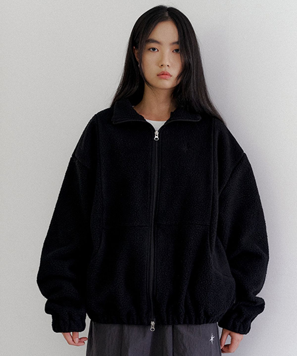 더파코(THE FACO) FAVICON FLEECE ZIPUP JUMPER BLACK