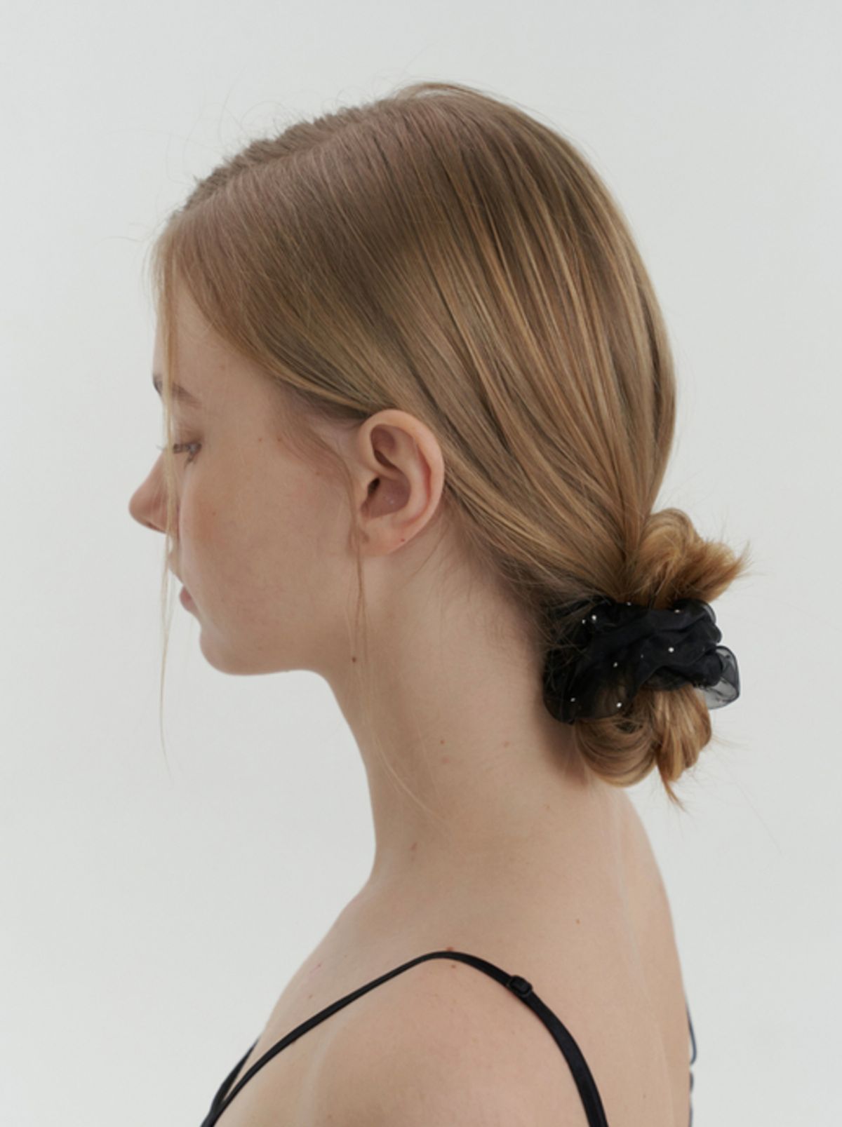카인더베이비(KINDABABY) mesh layered scrunch - black