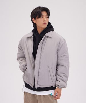 베이직 스탠 칼라 패딩 자켓_그레이