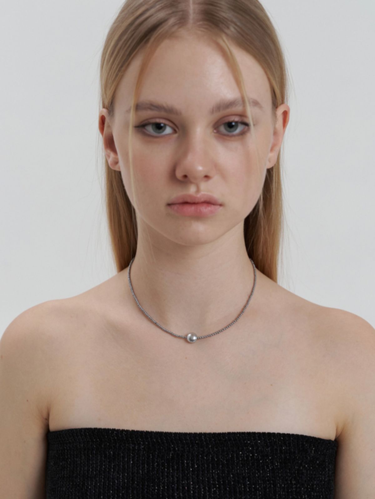 카인더베이비(KINDABABY) gemstone gray pearl necklace