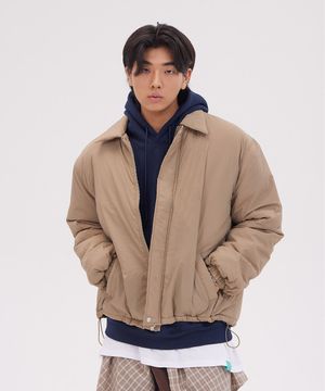 베이직 스탠 칼라 패딩 자켓_베이지