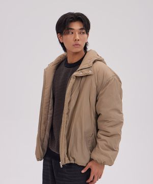 베이직 후디 패딩 자켓_베이지