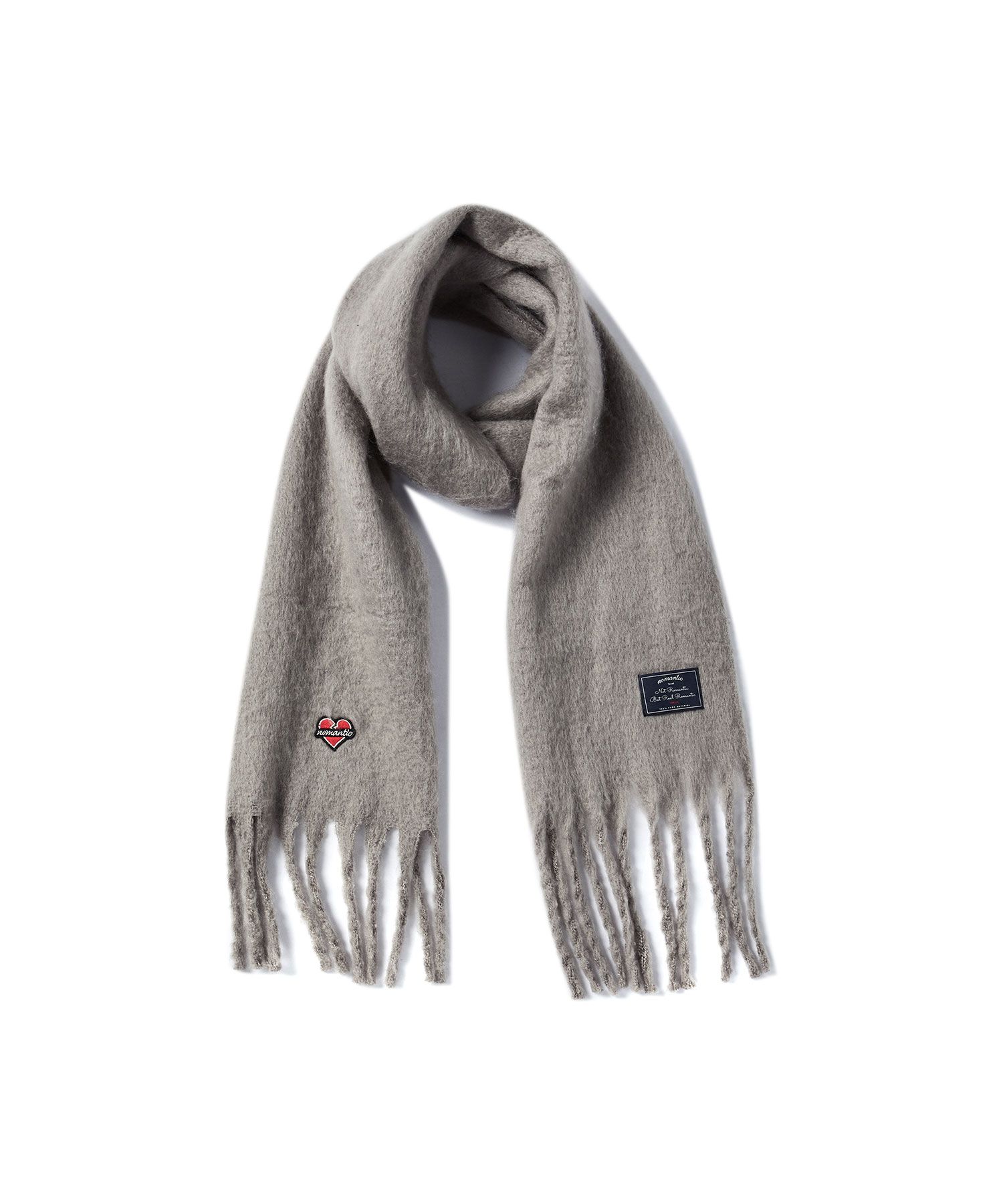 MUSINSA | BEYOND CLOSET Nomantic Logo Mohair Scarf Gray
