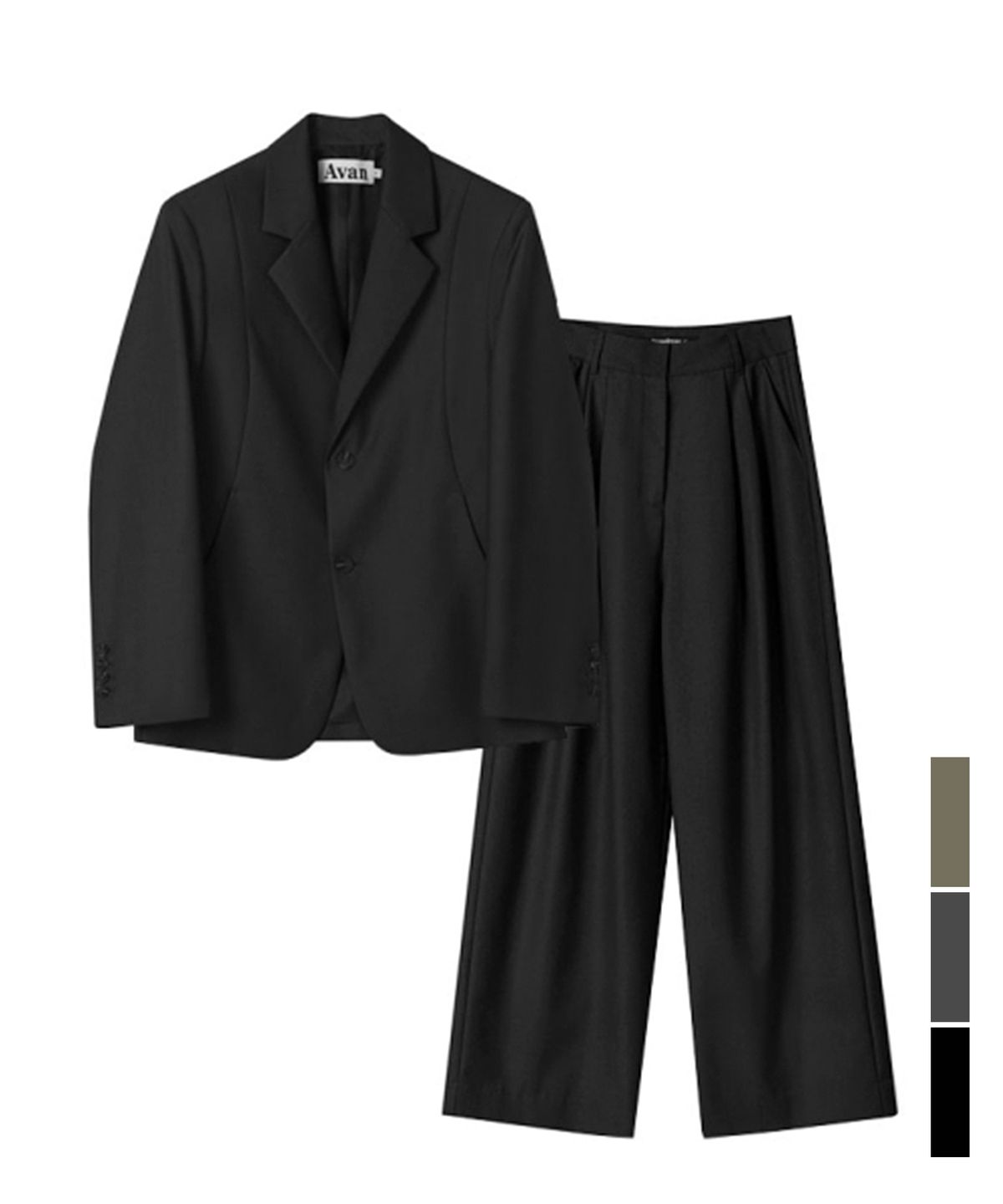 어반드레스(AVANDRESS) [SET] 커브드 투버튼 블레이저 & Two-Tuck Slacks 101 - 3COL