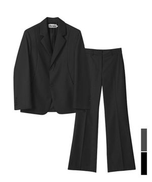 [SET] 커브드 투버튼 블레이저 & Semi Bootscut Slacks 102 - 2COL