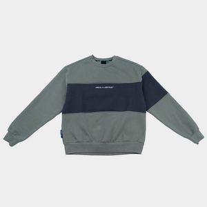 유니 칼라 블럭 맨투맨_KHAKI