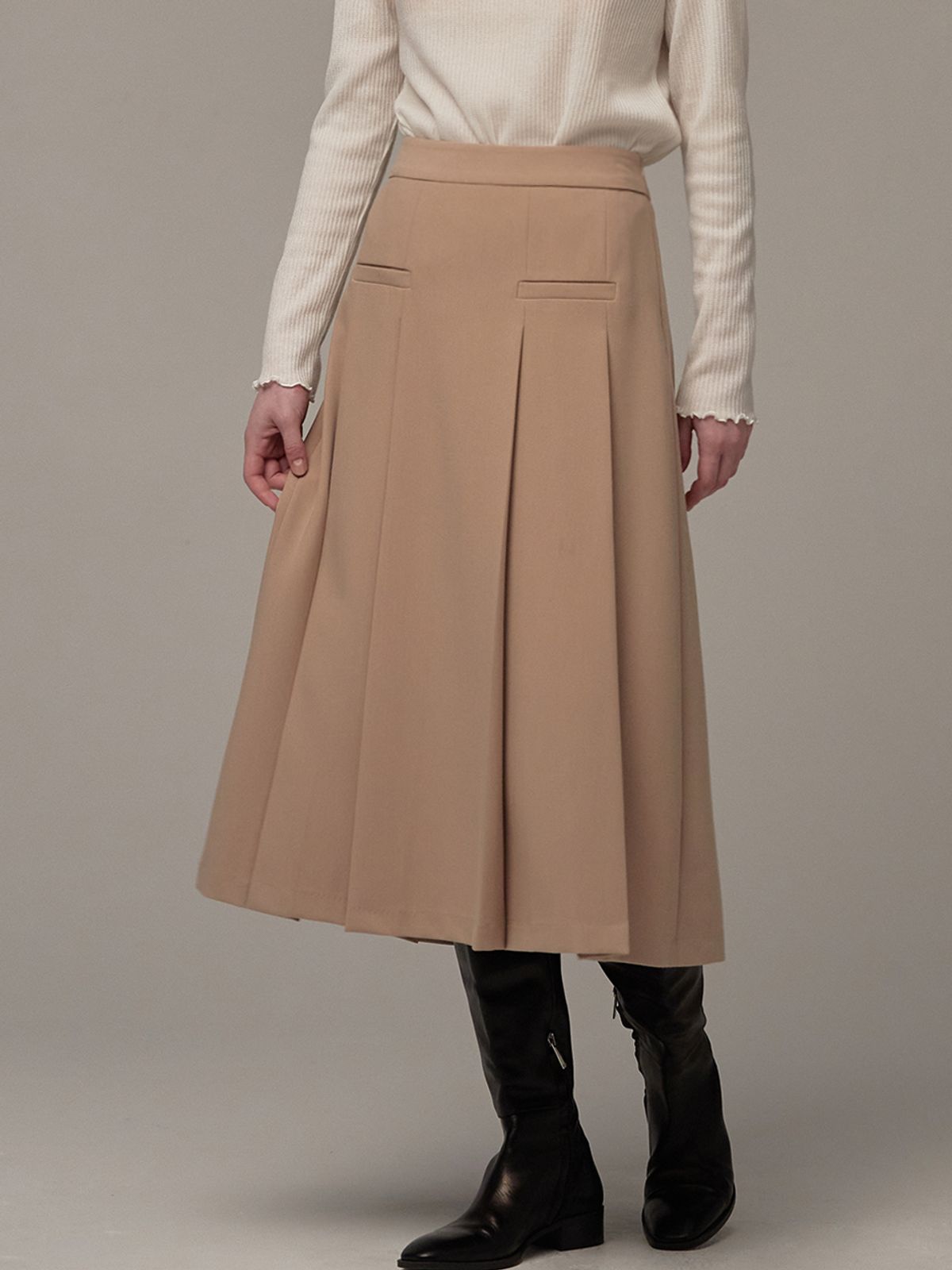 비뮤즈맨션(BEMUSE MANSION) Kate pleated skirt - Beige