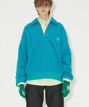FLEECE HALF ZIP-UP SWEATSHIRT AQUA