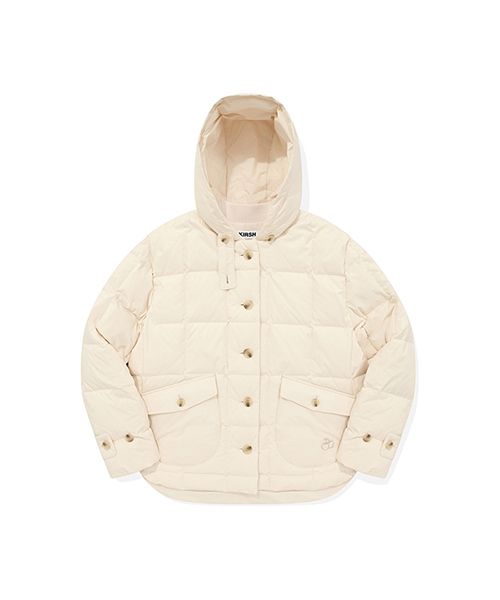 MUSINSA | KIRSH Cherry Basic Quilted Hooded Jacket [Cream]