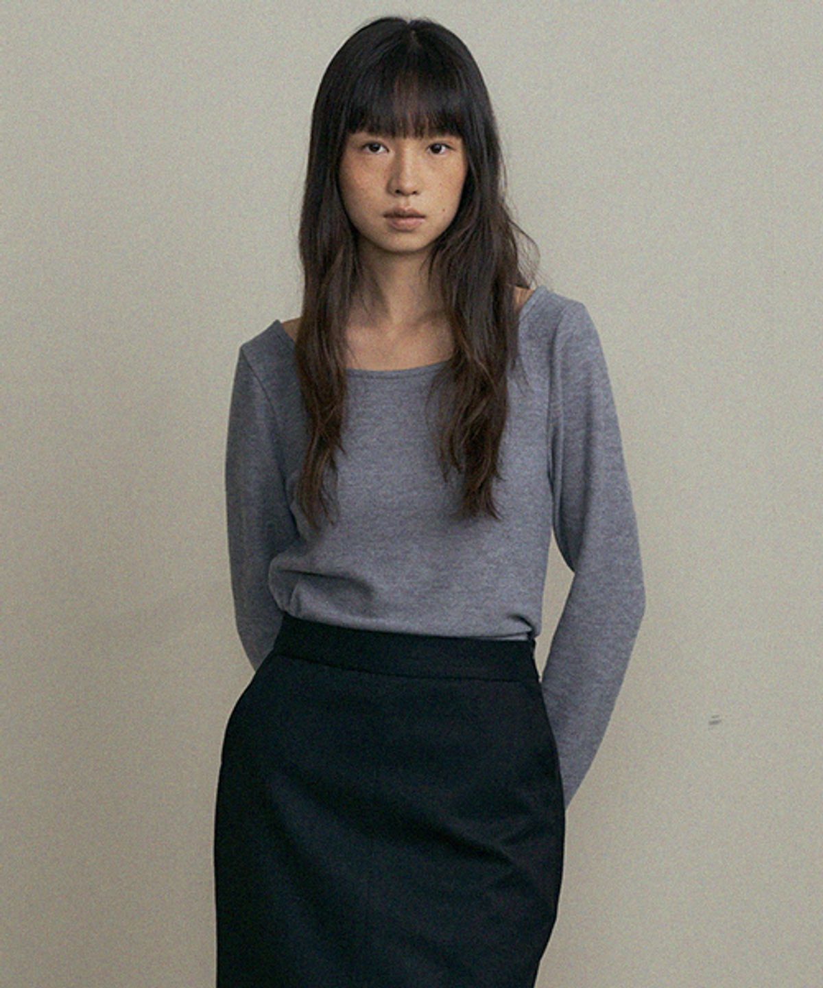 링서울(LINGSEOUL) essential boat neck top-gray