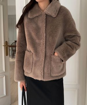 리얼 양털 데일리 자켓 [다크 베이지]