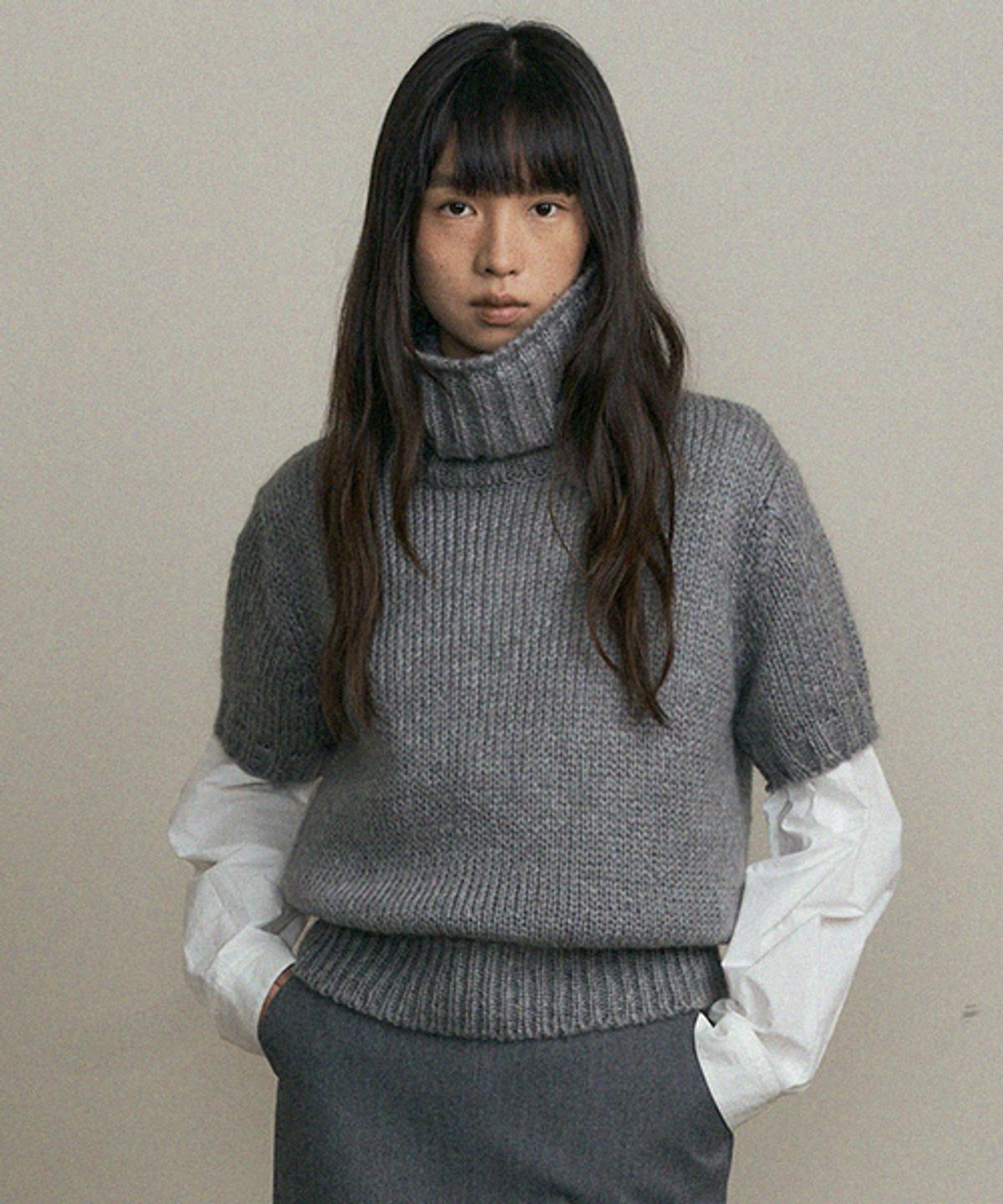 링서울(LINGSEOUL) mohair turtleneck knit -gray