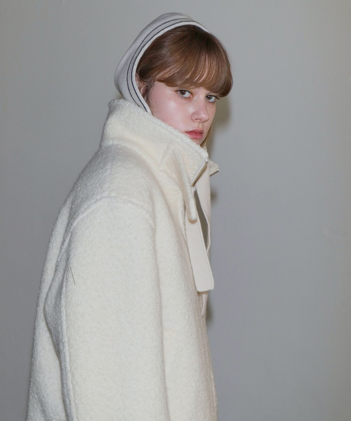 폴앤앨리스(PAUL&ALICE) BOUCLE HALF COAT / IVORY