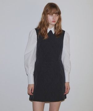 QUILTED MINI DRESS / BLACK