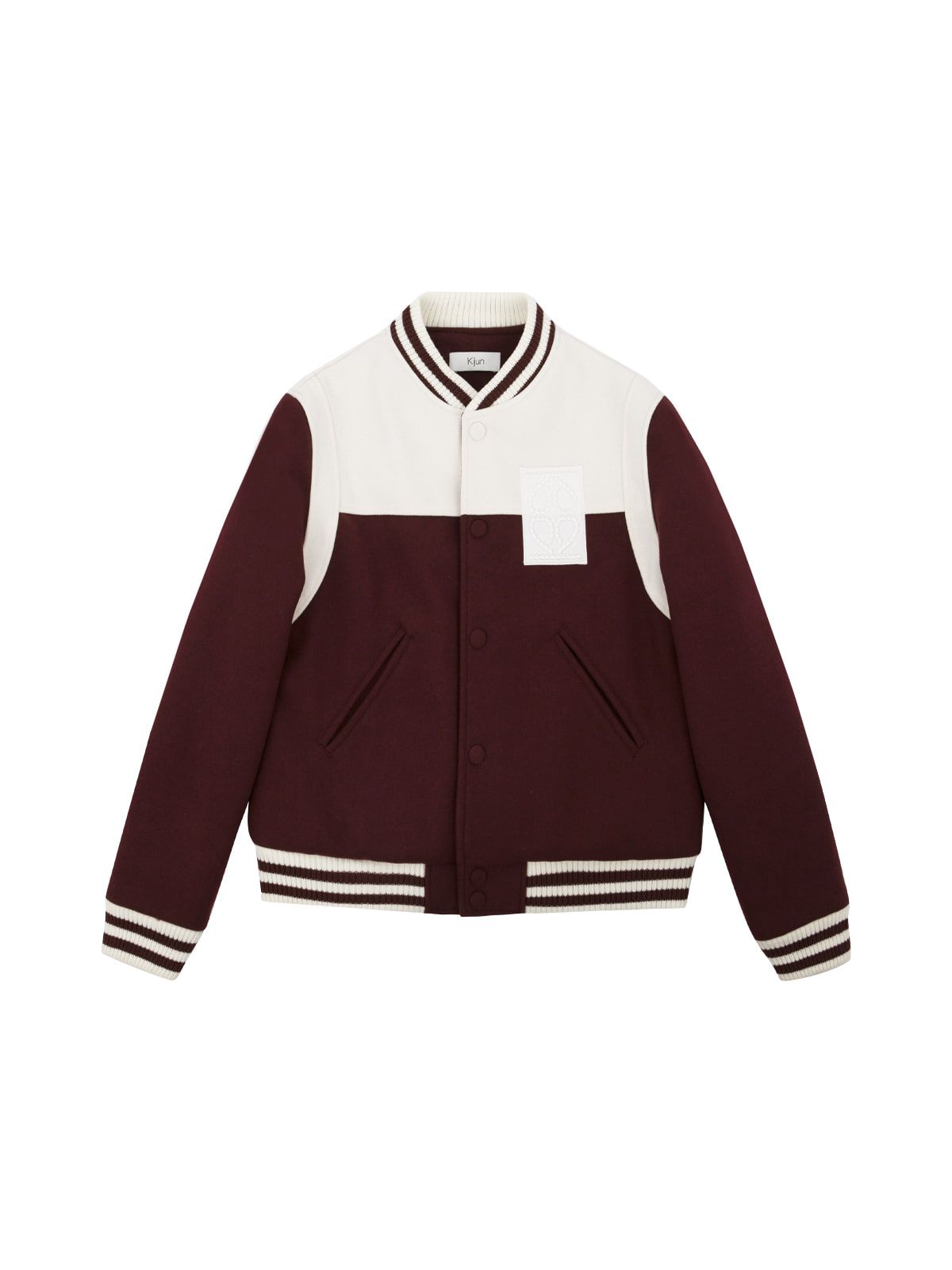기준(KIJUN) Logo Patch Stadium Jacket Burgundy