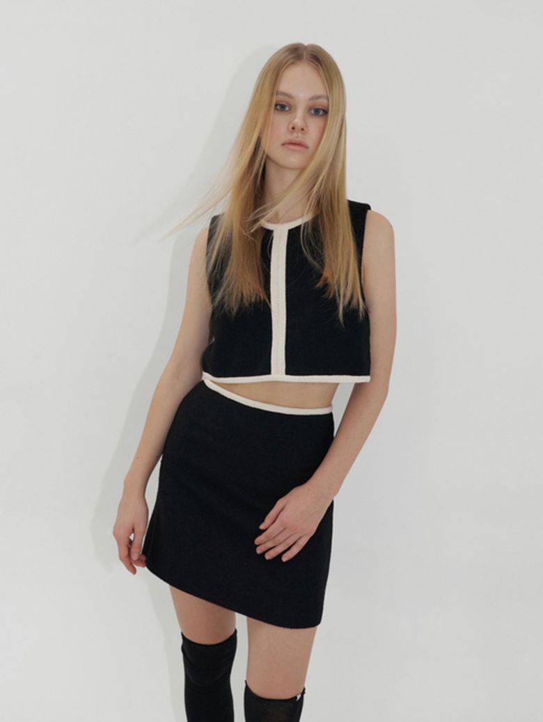 line classic boucle tweed vest top