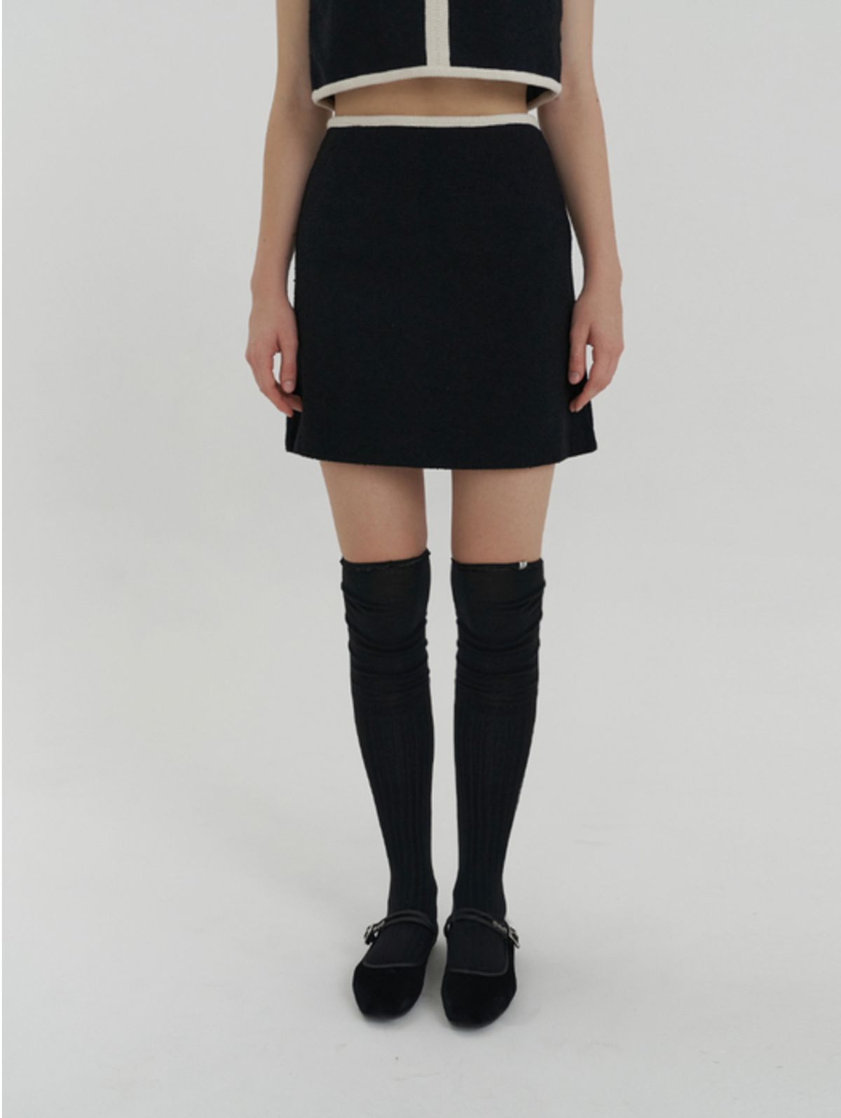 카인더베이비(KINDABABY) line classic boucle tweed skirt