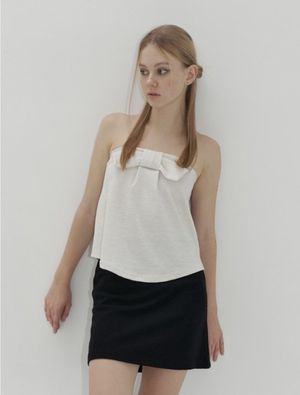 sweety ribbon tube top - off white