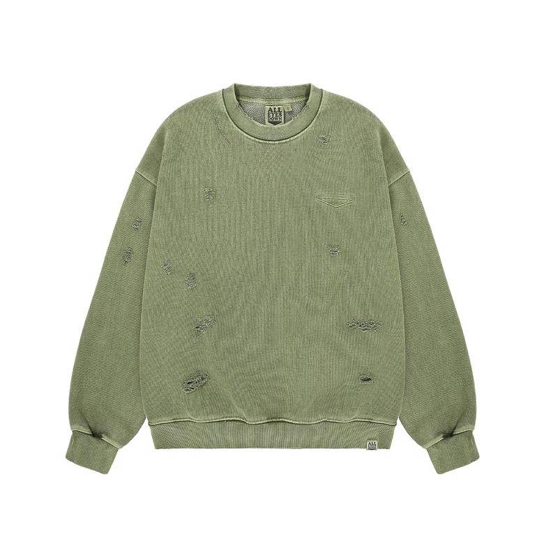 DESTROYED PIGMENT SWEAT SHIRT (KHAKI)
