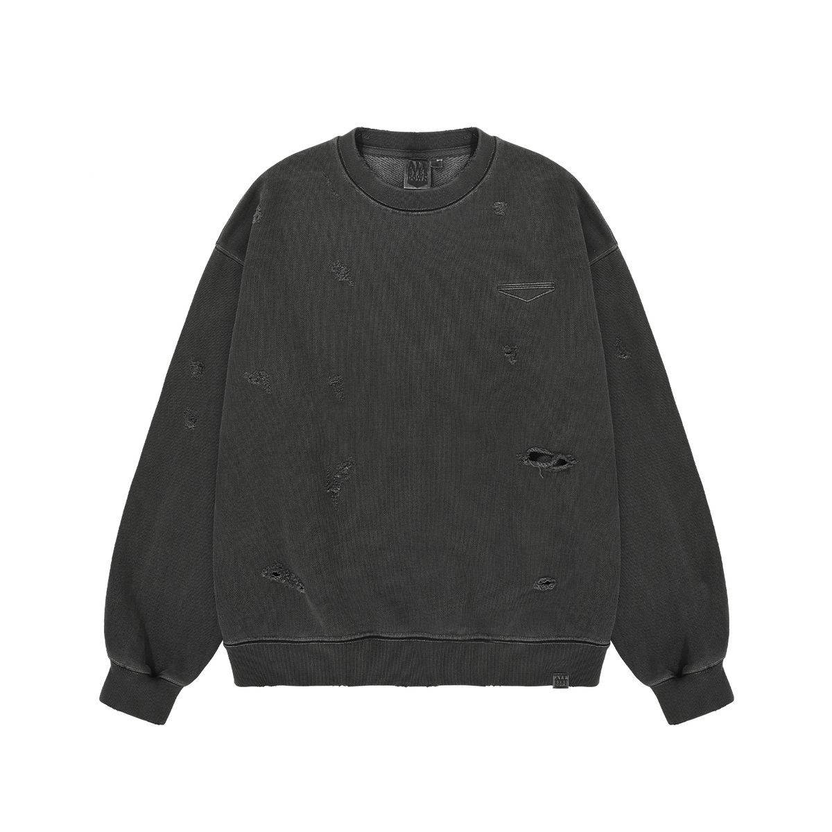 올아이즈다운(ALL EYES DOWN) DESTROYED PIGMENT SWEAT SHIRT (CHARCOAL)