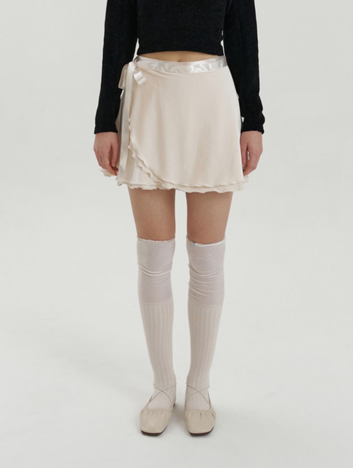 카인더베이비(KINDABABY) velvet rap skirt - cream