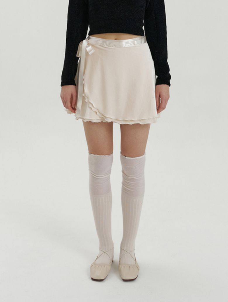 velvet rap skirt - cream