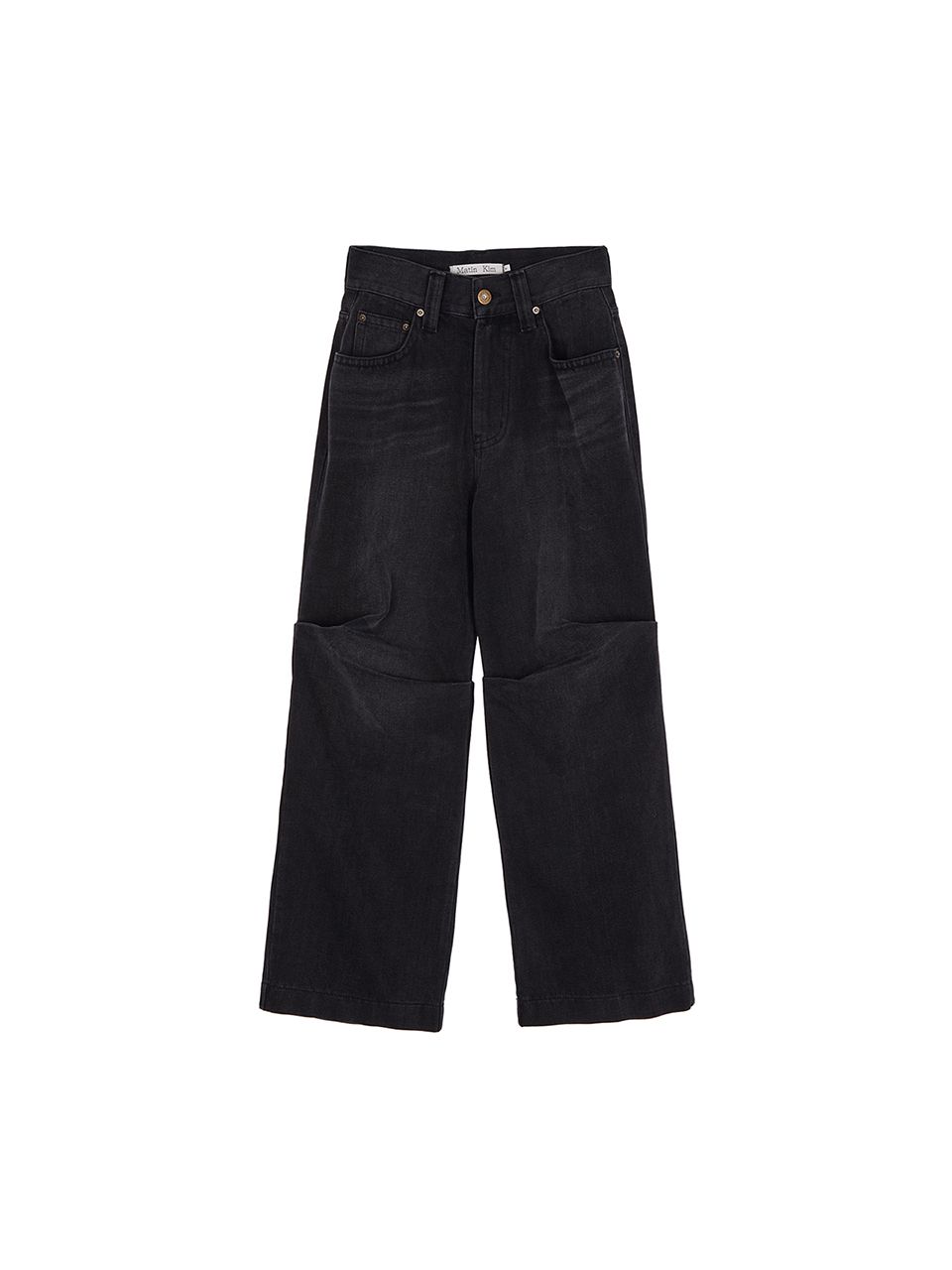 デニム・ジーパン [MATINKIM]tuck point wide denim pants in black MUSINSA | MATIN KIM TUCK POINT VOLUME DENIM PANTS IN BLACK