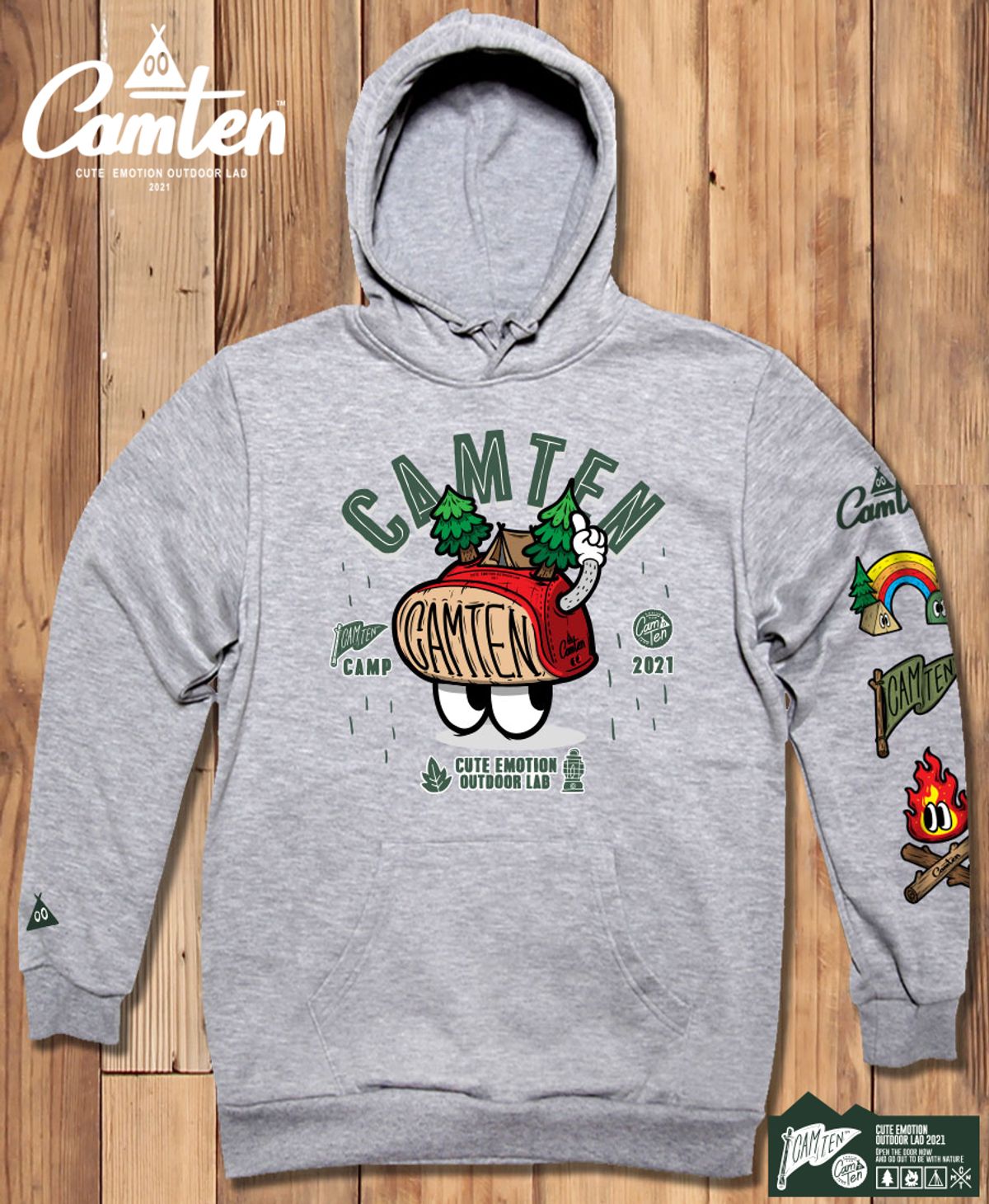 돌돌(DOLDOL) Camten-hoody-67 감성 캠핑 브랜드 캠텐 캐릭터 그래픽 후드티