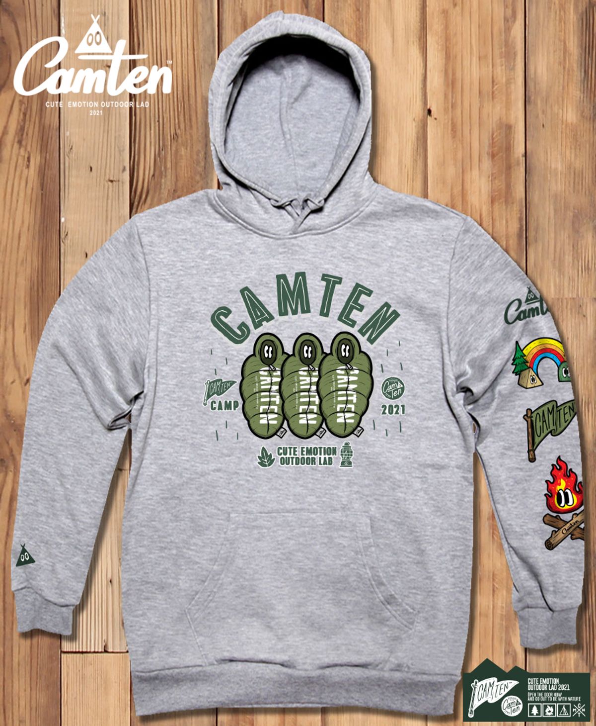 돌돌(DOLDOL) Camten-hoody-68 감성 캠핑 브랜드 캠텐 캐릭터 그래픽 후드티