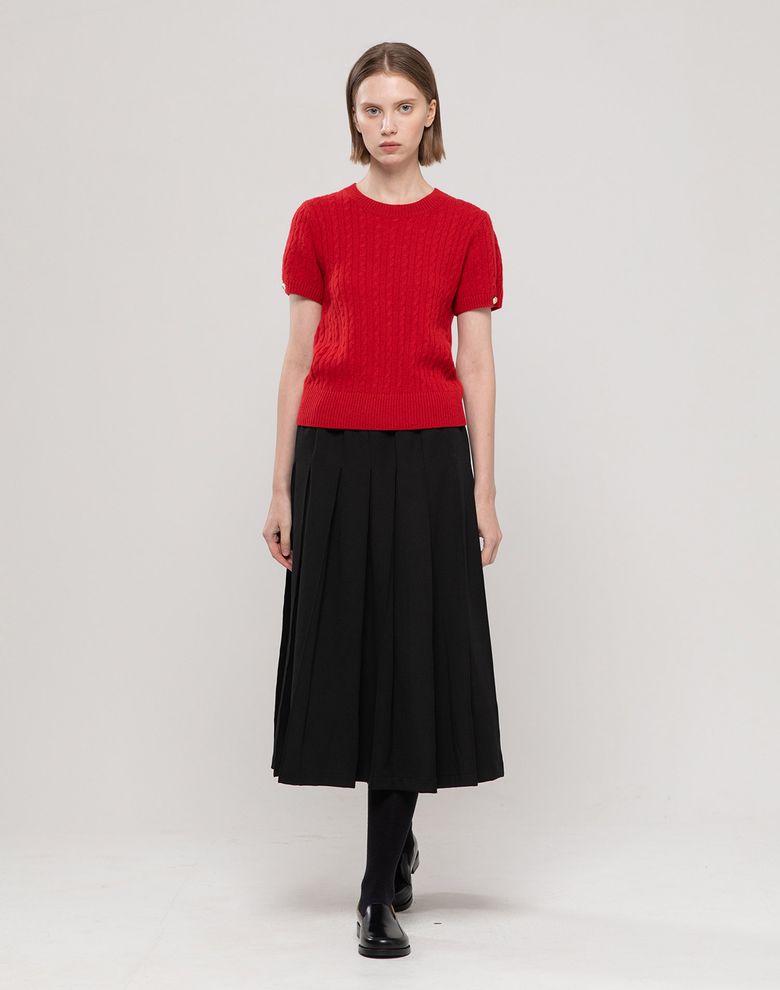 Pleats banding skirt - Black