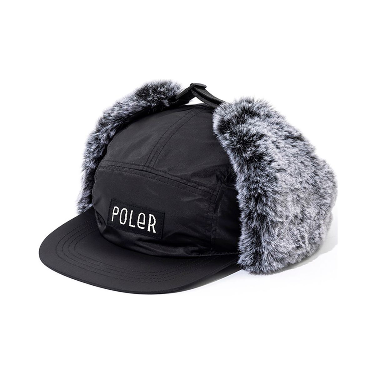 폴러스터프(POLERSTUFF) 퓨리 폰트 플라이트 나일론 퍼 플랩 캡 BLACK