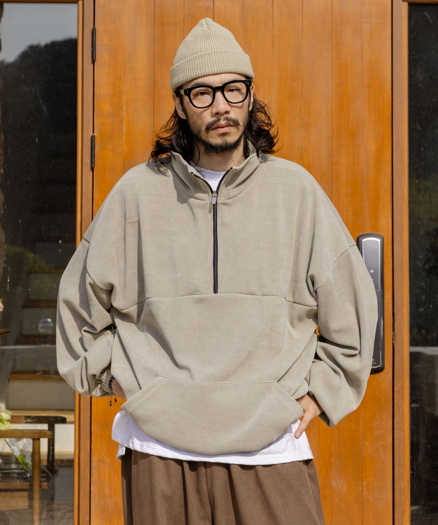 MUSINSA公式 | RUGGED HOUSE ムーブド コーデュロイ ハーフジップ モカ