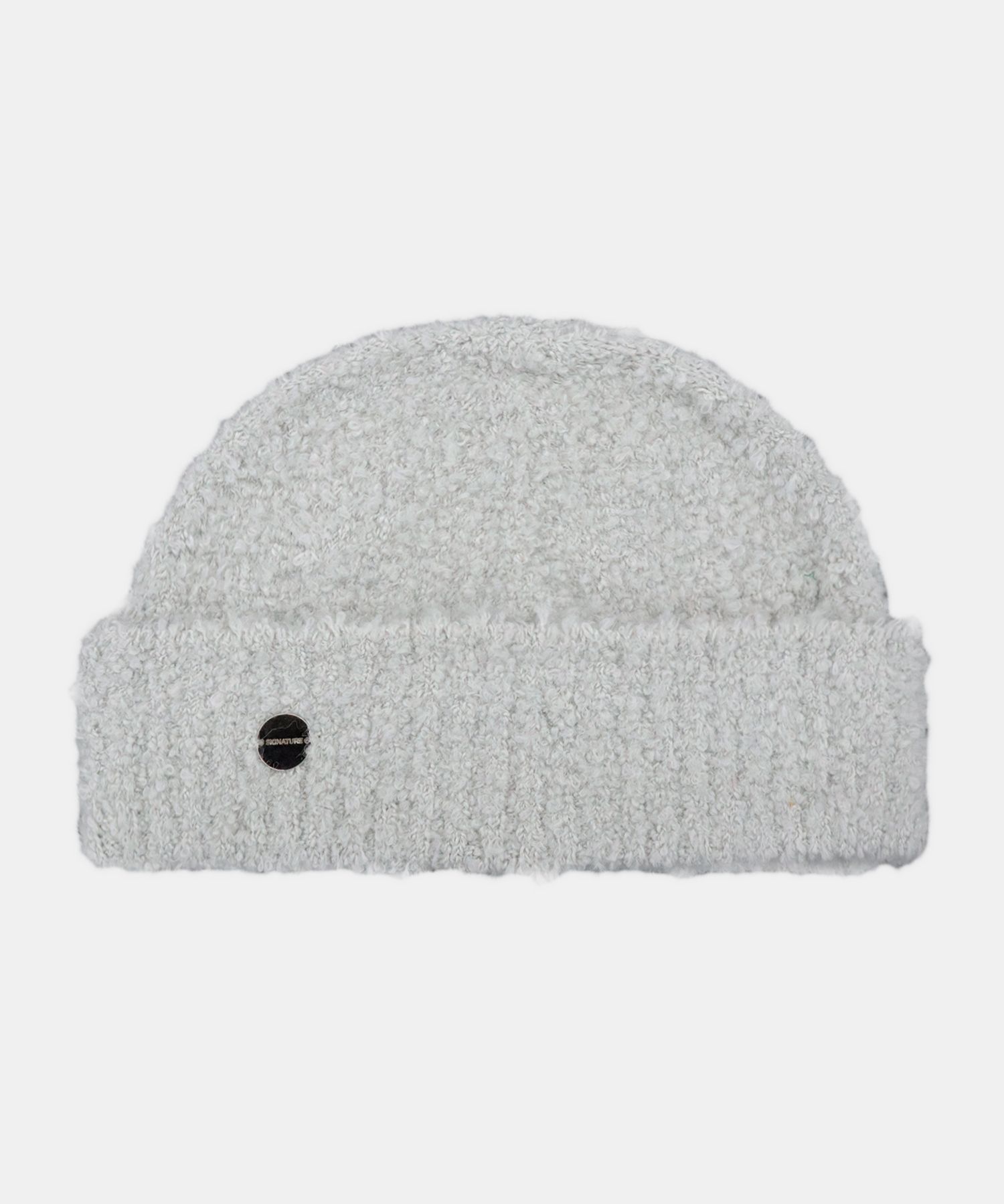 MUSINSA公式 | SIGNATURE Boucle short knit beanie [light gray]