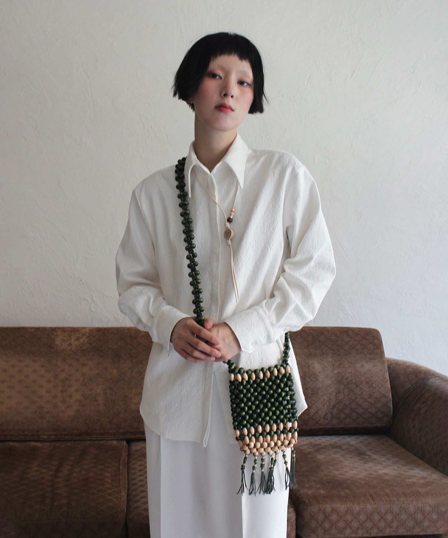 ショルダーバッグ・ポシェット RUBATI Handmade Tassel Wooden Bead Bag Green MUSINSA | RUBATI Handmade tassel wooden bead bag_green